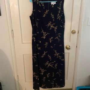 Black and floral beige long Dress